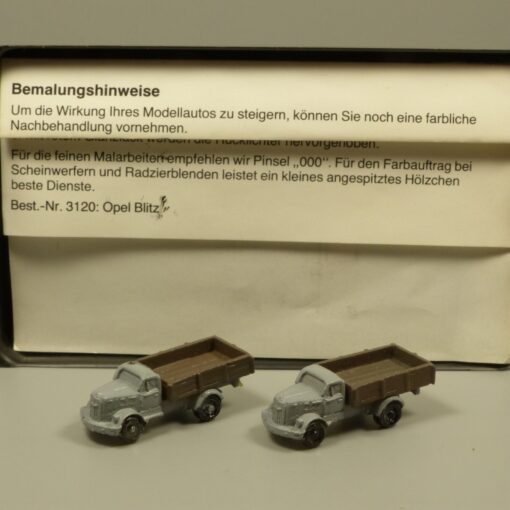 MZZ Modellbahnzubehör Spur N 3120 Opel Blitz Pritschen-LKW 2er-Set in OVP EX6345