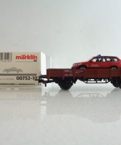 Märklin H0 00752-10 Niederbordwagen mit Feuerwehr Einsatzleitung in OVP BH534