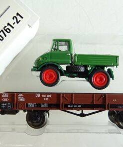 Märklin H0 00761-21 Niederbordwagen mit Ladung Unimog der DB in OVP PR7920