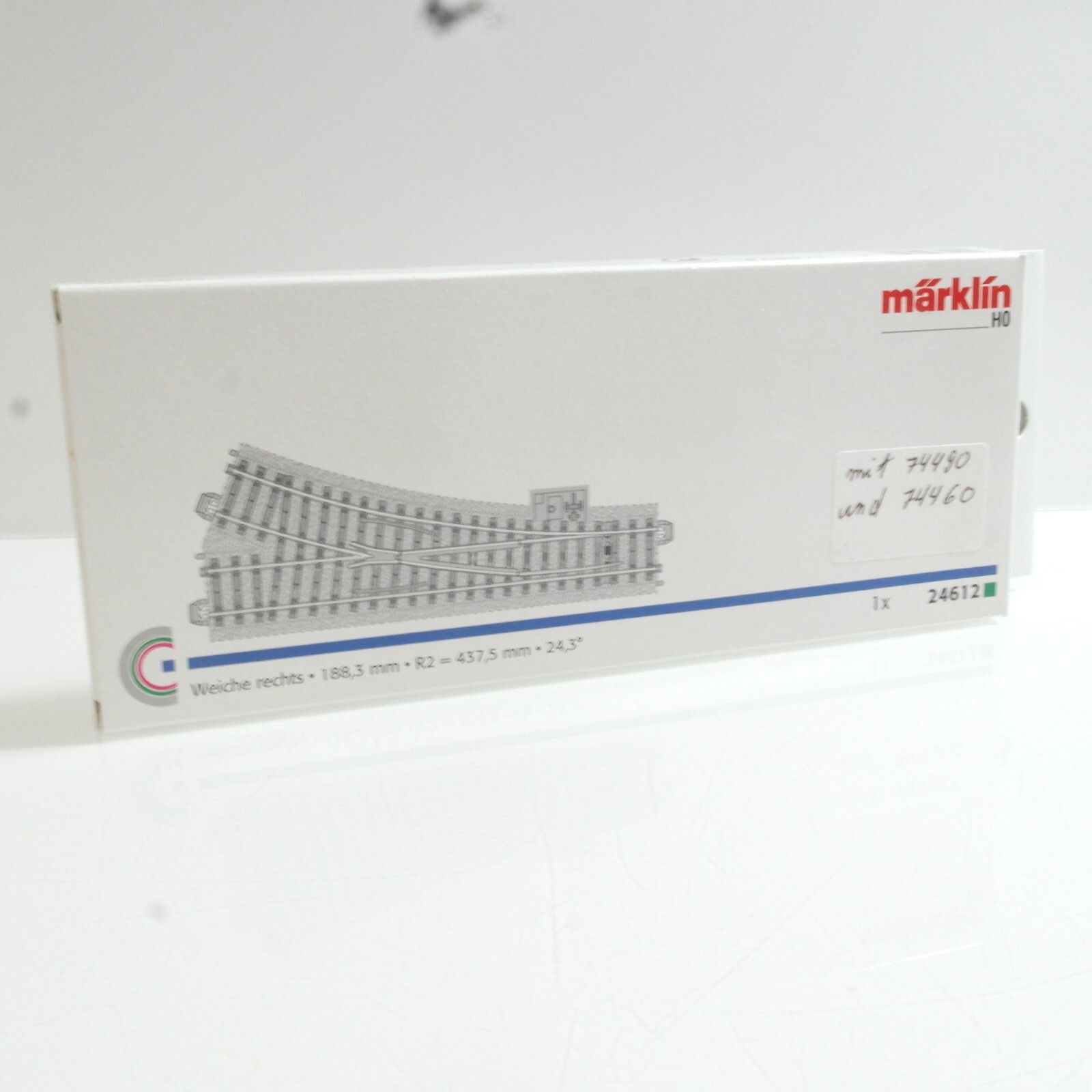 Märklin H0 24612 Weiche rechts 188,3 mm + 74490 + 74460 RF9773 – Bild 4