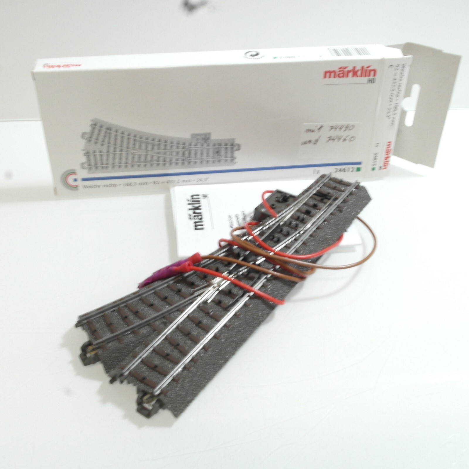 Märklin H0 24612 Weiche rechts 188,3 mm + 74490 + 74460 RF9773