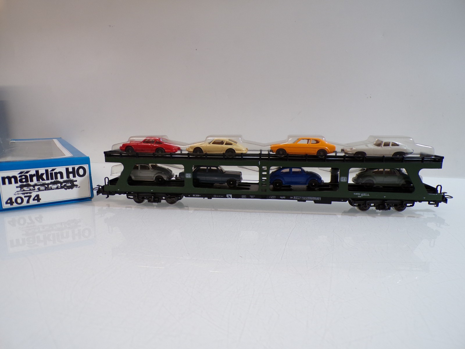 Märklin H0 4074 Autotransporter Autoreisezug mit 8 PKW´s der DB in OVP BH1757