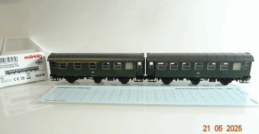 Märklin H0 43175 Umbauwagen 1./2.Kl. Personenwagen-Paar der DB in OVP PR7869