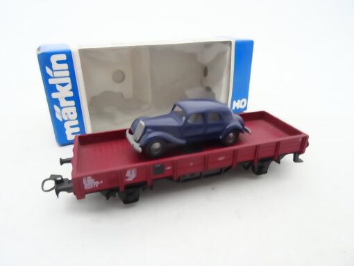 Märklin H0 4435 Niederbordwagen mit Wiking PKW in OVP RR2398