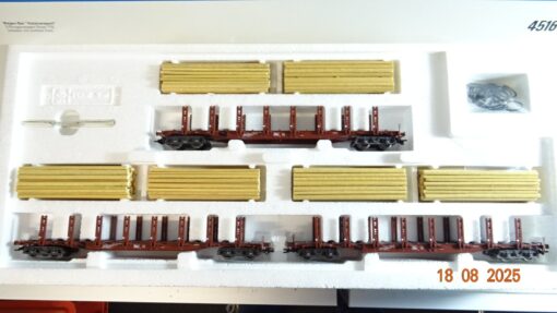 Märklin H0 4516 Wagen-Set Holztransport 3 tlg. der DB in OVP PR9627 – Bild 3