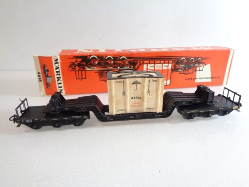 Märklin H0 4618 Tiefladewagen mit Kiste der DB, siehe Foto in OVP RR4092