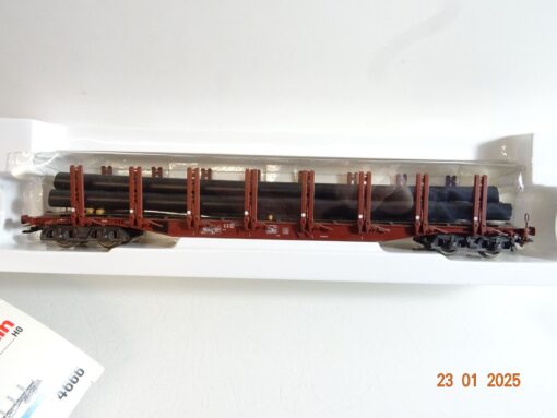 Märklin H0 4666 Rungenwagen mit Ladung Röhren der DB in OVP PR5460 – Bild 3