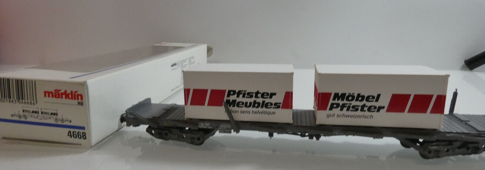 Märklin H0 4668 Niederflurwagen Rola mit Container in OVP C326