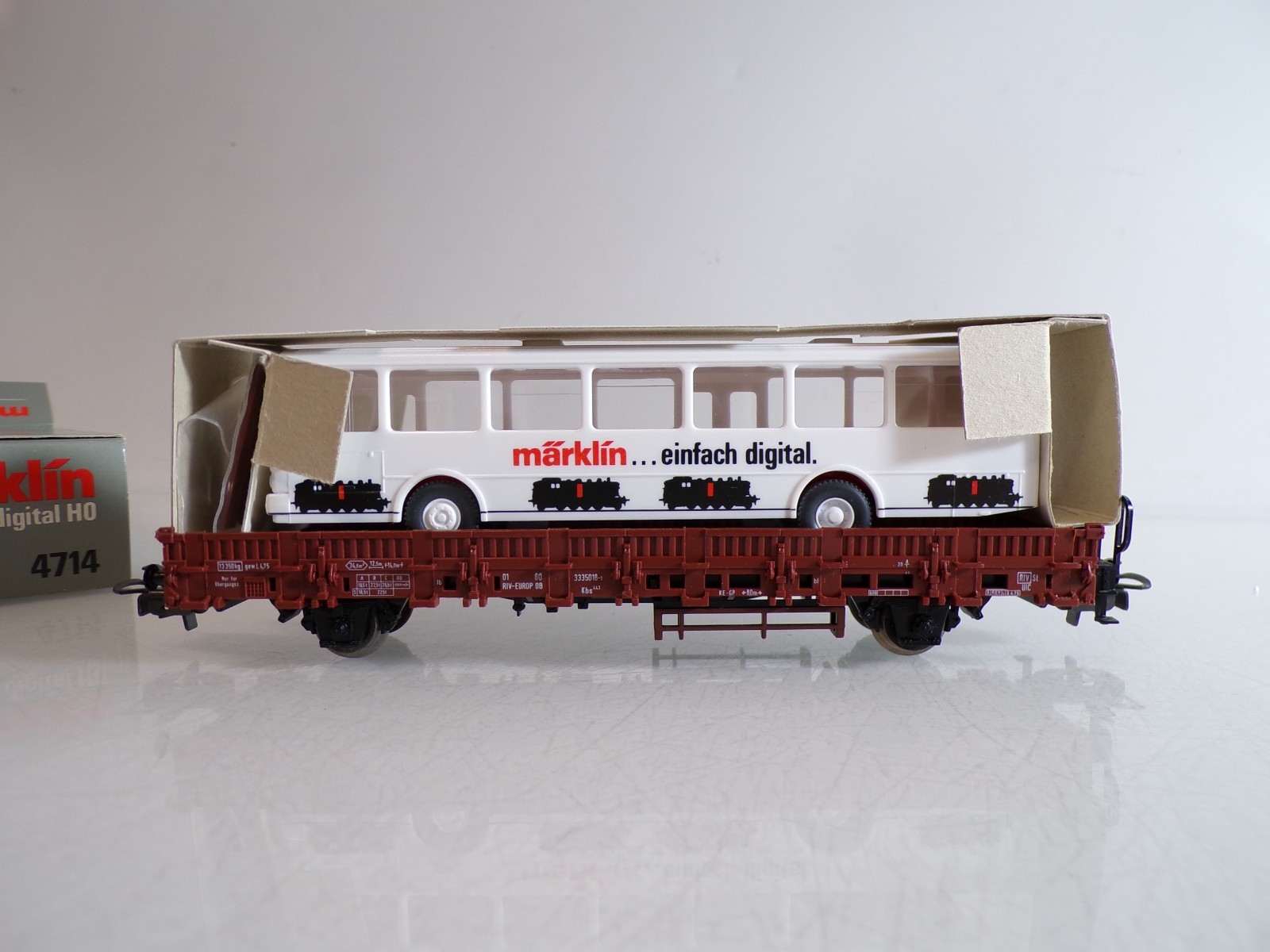 Märklin H0 4714 Rungenwagen mit Werbebus Märklin der DB in OVP BH1588 – Bild 3