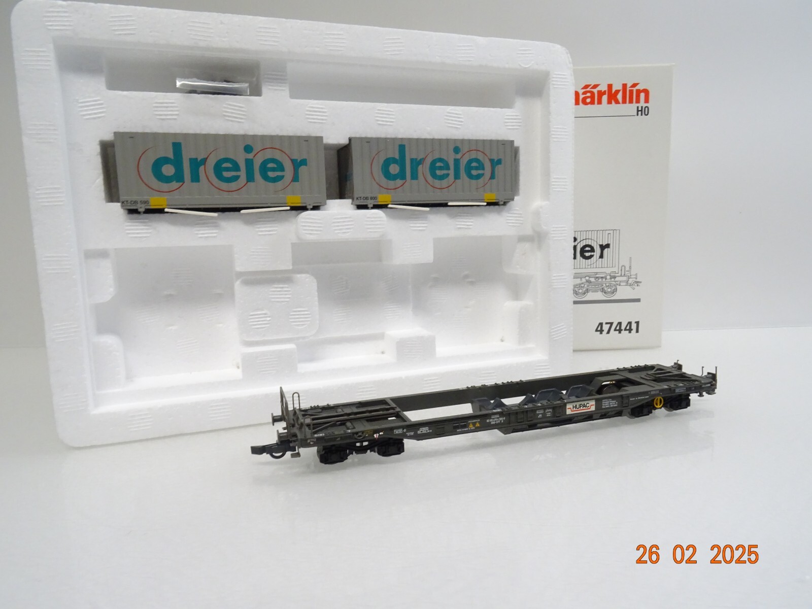 Märklin H0 47441 Taschenwagen HUPAC mit BDF Wechselbrücken in OVP LE8989