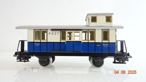 Märklin H0 Nebenbahn Postwagen blau/weiß Blech PR9453 o.