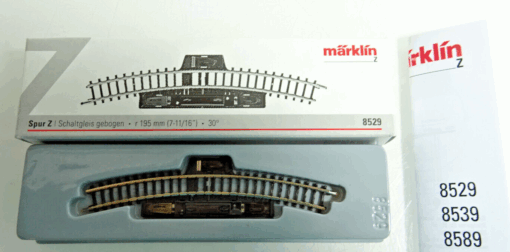 Märklin Z 8529 Schaltgleis gebogen r 195mm 30° siehe Foto in OVP CK2169