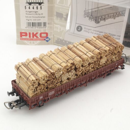 Piko H0 54465 Rungenwagen mit Holzschwarten der DB in OVP RR396 – Bild 4