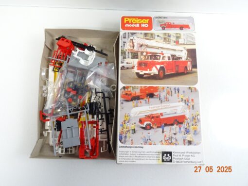 Preiser H0 Bausatz 1292 Gelenkbühne Magirus 200 D 16 Feuerwehr in OVP RR1305