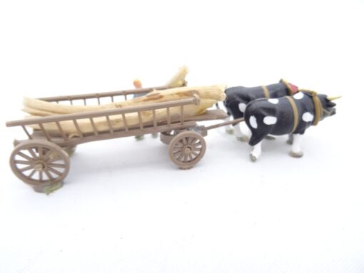 Preiser H0 Ochsengespann mit Leiterwagen + Holz RR1681 o. – Bild 3