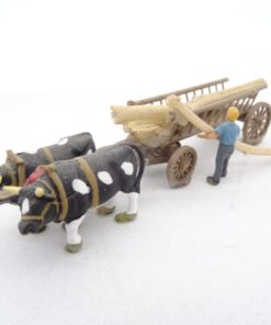 Preiser H0 Ochsengespann mit Leiterwagen + Holz RR1681 o.