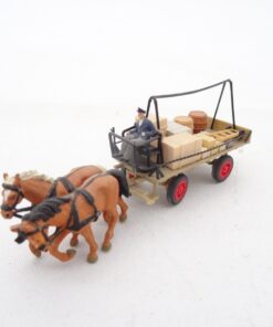 Preiser H0 Pferdegespann mit Anhänger + Fahrer RR1693 o.