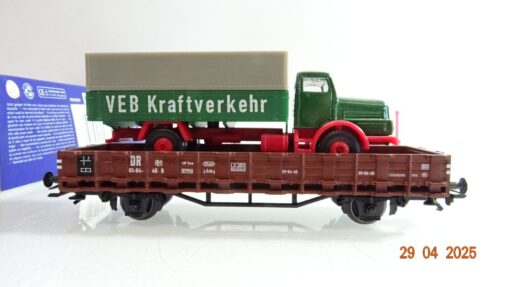 Roco H0 56024 Rungenwagen mit LKW VEB Kraftverkehr der DR in OVP PR7349 – Bild 3