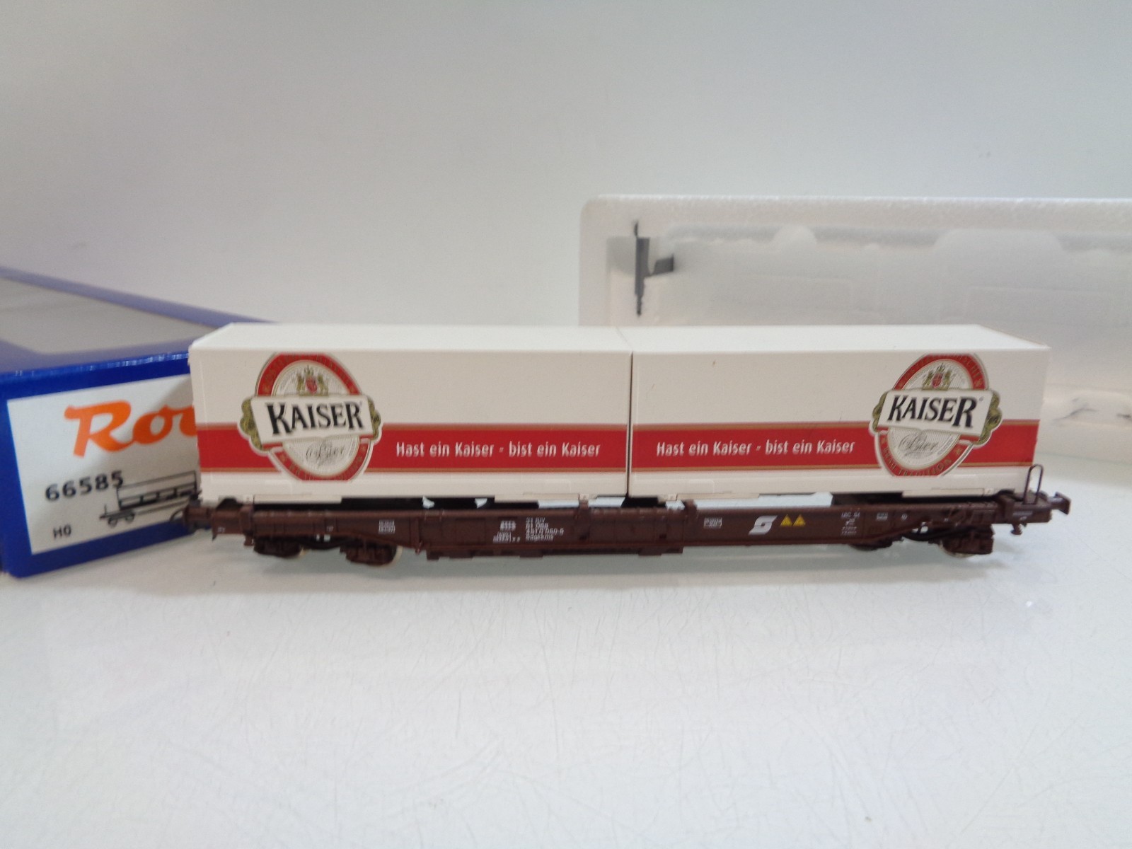 Roco H0 66585 AC Taschenwagen mit Container Kaiser in OVP RR5675 – Bild 3