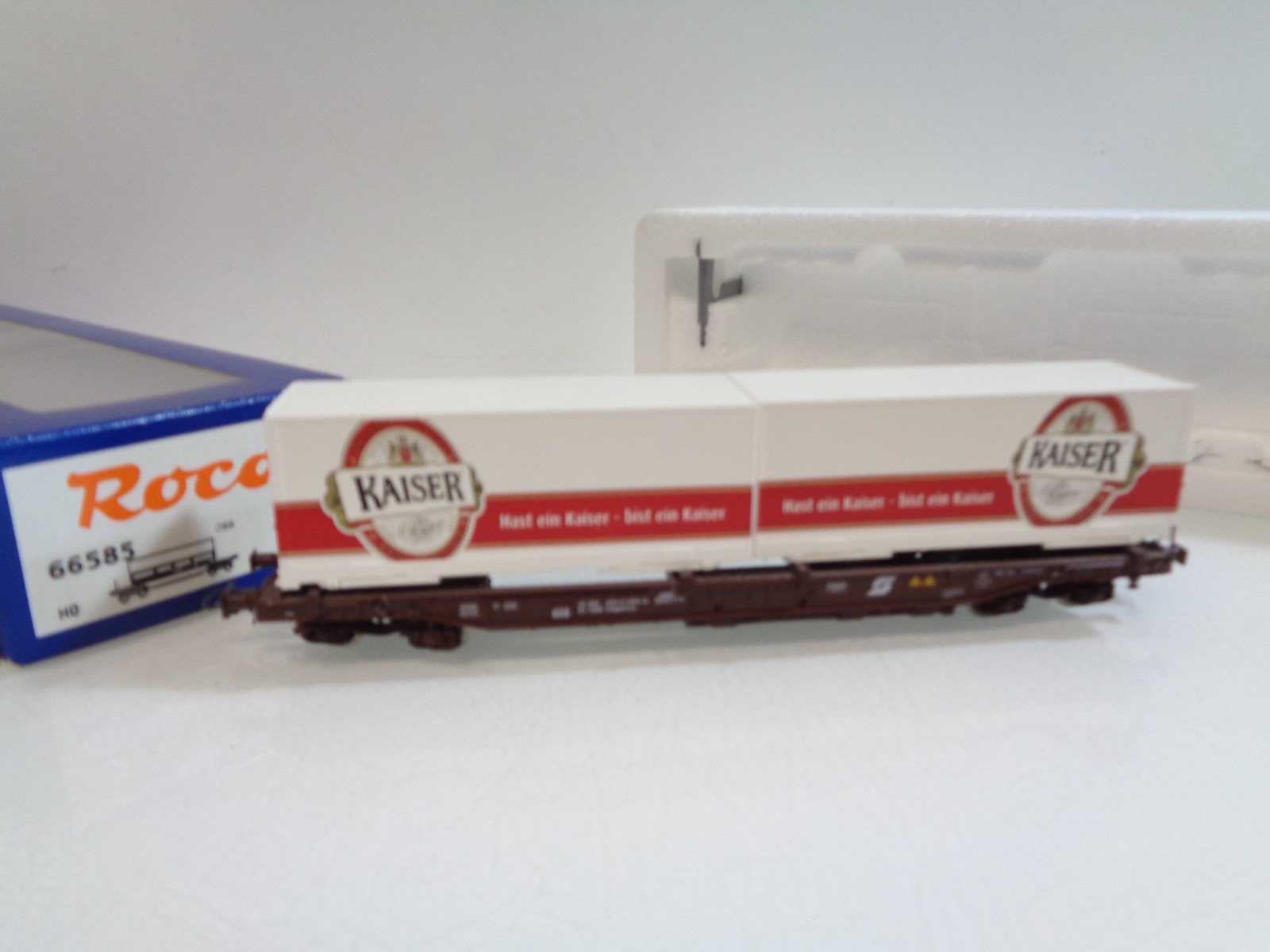 Roco H0 66585 AC Taschenwagen mit Container Kaiser in OVP RR5675