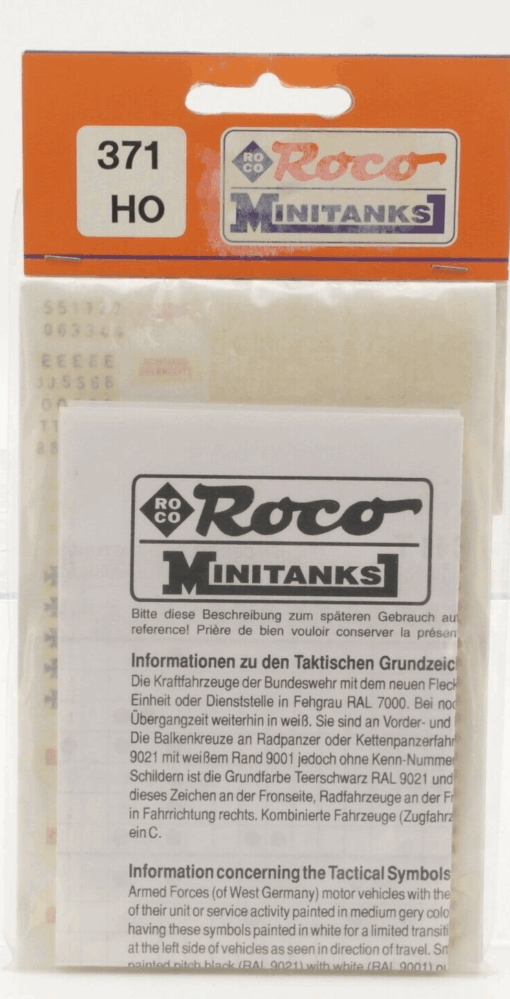 Roco Minitanks 1:87 371 Abziehbilder Satz 5 neuwertig in OVP QR5589
