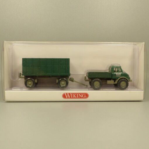 Wiking 1:87 03710237 Unimog U 406 mit Anhänger W&W Holzbau in OVP EX7145 – Bild 4