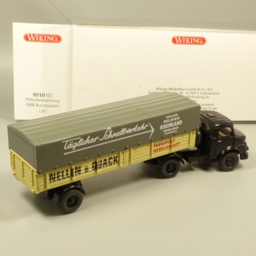 Wiking 1:87 051002 MB Kurzhauber Pritschensattelzug Nellen & Quack in OVP EX7147 – Bild 3