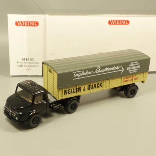 Wiking 1:87 051002 MB Kurzhauber Pritschensattelzug Nellen & Quack in OVP EX7147