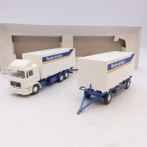 Wiking 1:87 57050 MAN F 90 Wechselpritschen-Hängerzug Riedel in OVP RG4047