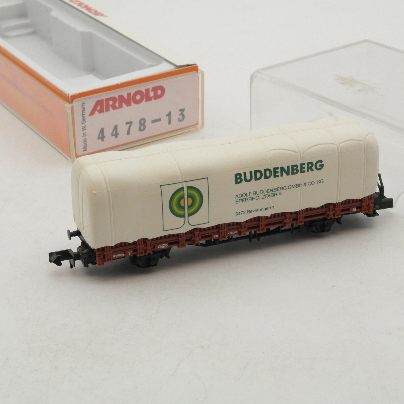 Arnold N 4478 - 13 Rungenwagen mit Plane „Buddenberg“ der DB in OVP RA4500