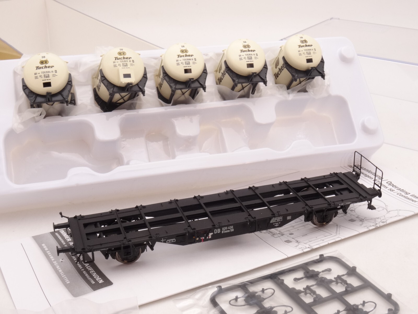 BRAWA H0 49112 Behältertragwagen Tucher der DB neuwertig in OVP QR131