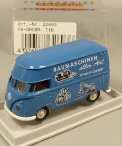 Brekina 1:87 32603 VW T1B Hochdach Kastenwagen Baumaschinen rar in OVP EX7278
