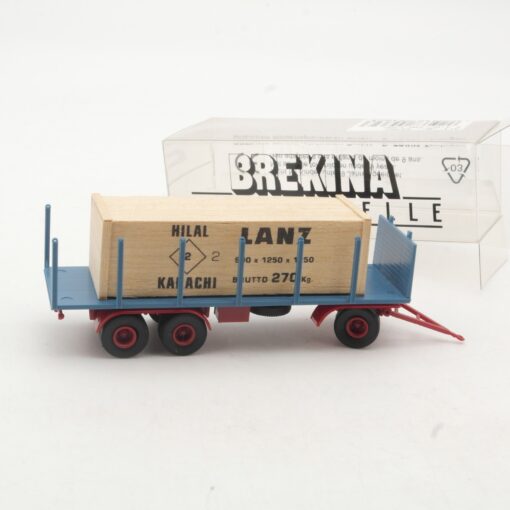 Brekina 1:87 55362 Rungenanhänger mit Ladung Holz Lanz in OVP RR3606 – Bild 3