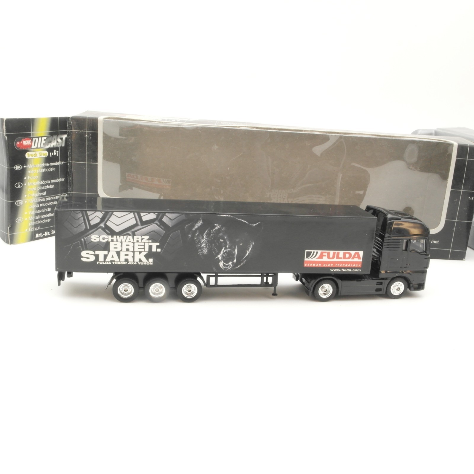 Dickie 1:87 MAN Sattelzug FULDA, Schwarz, Breit, Stark in OVP RR5406 – Bild 3