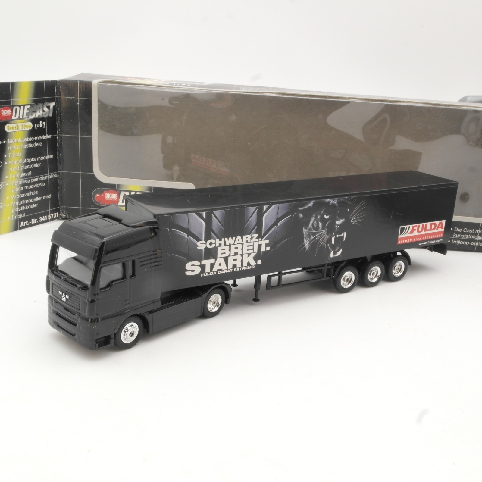 Dickie 1:87 MAN Sattelzug FULDA, Schwarz, Breit, Stark in OVP RR5406