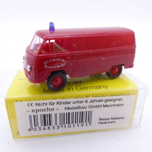 Epoche 1:87 Nr.: 10119 Tempo Matador Kastenwagen Feuerwehr, in OVP EB6363