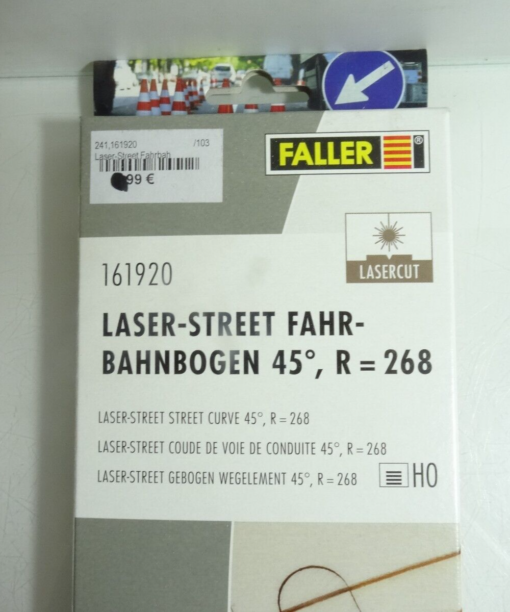Faller H0 161920 Laser-Street Fahr-Bahnbogen 45° R = 268 in OVP QR5045