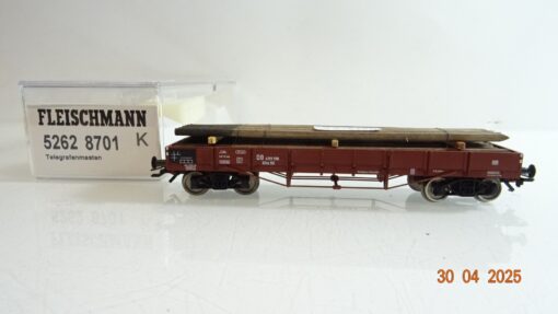 Fleischmann H0 52628701 K Niederbordwagen m. Telegrafenmasten d.DB in OVP PR7383