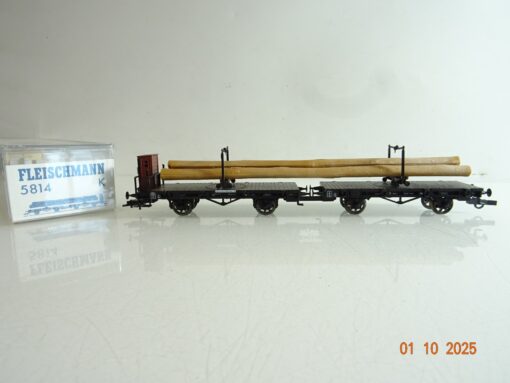 Fleischmann H0 5814K Drehschemelwagen mit Baumstämme in OVP BH279 – Bild 3