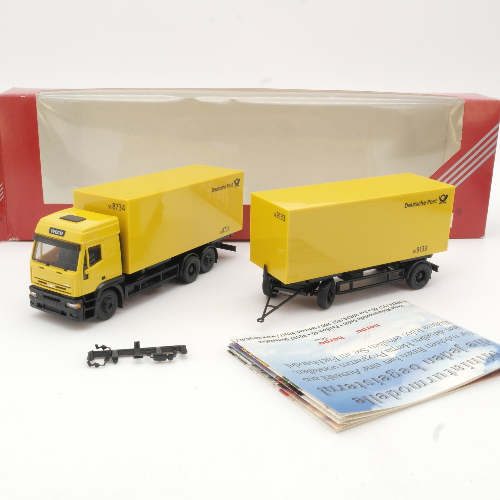 Herpa 1:87 146098 Iveco EuroTech Hängerzug Deutsche Post in OVP QR7622