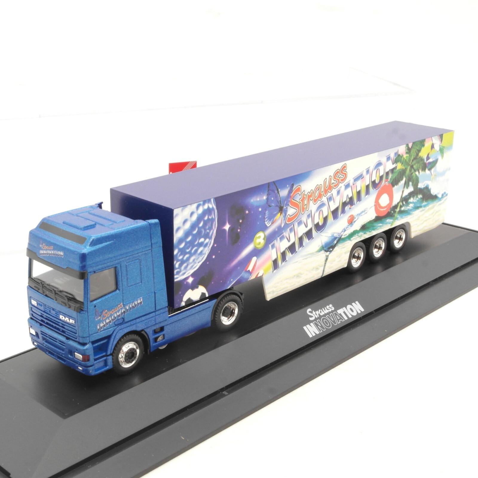 Herpa 1:87 DAF 95 Sattelzug Strauss Innovation in PC Box RG1709