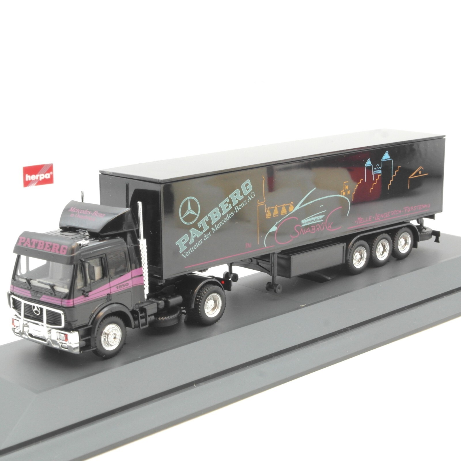 Herpa 1:87 Mercedes Benz 1850 Sattelzug Patberg in PC Box RG1729