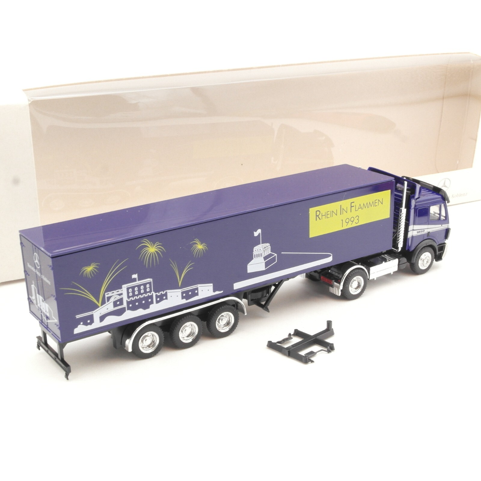 Herpa 1:87 Werbemodell MB SK Sattelzug Rhein in Flammen 1993 in OVP RA7977 – Bild 3