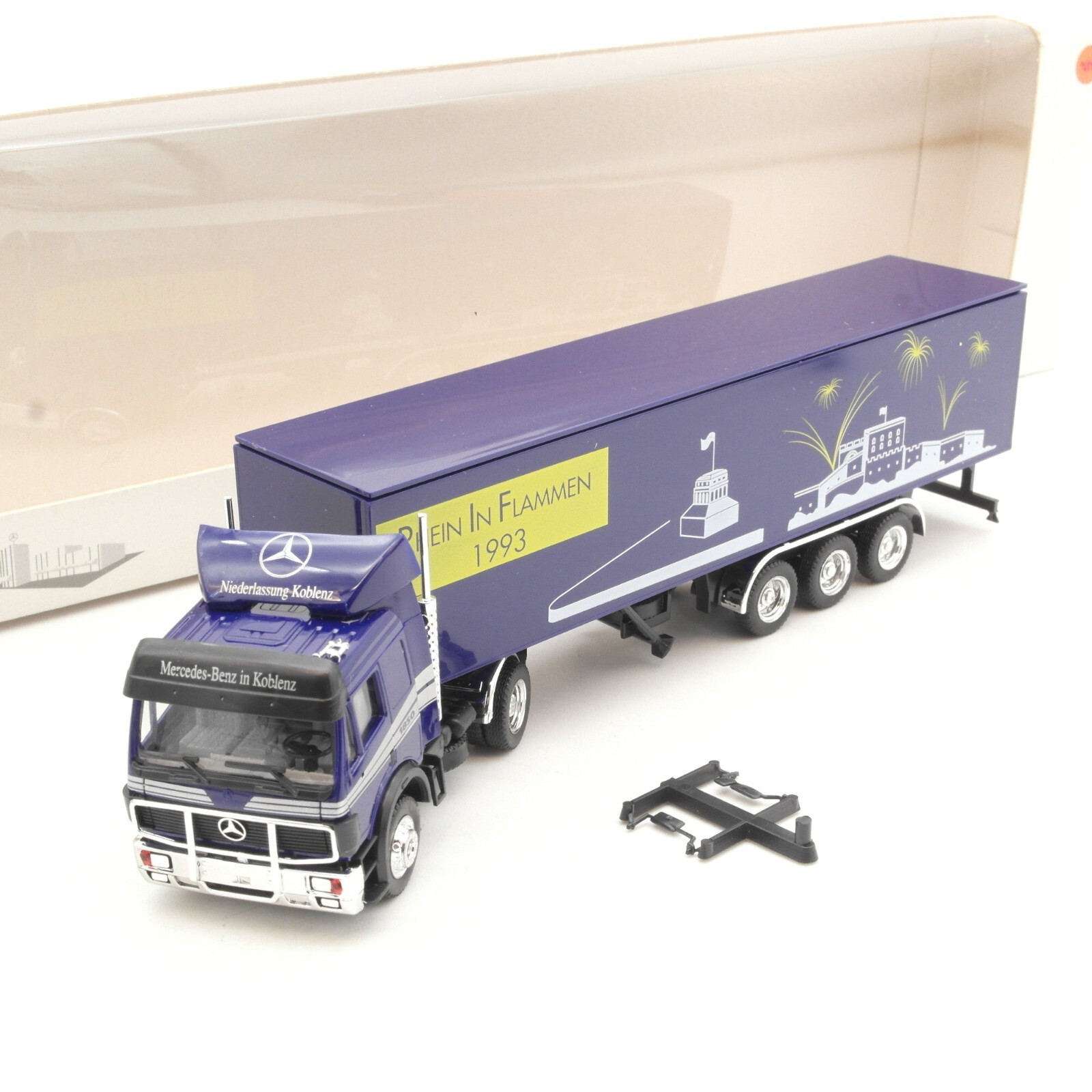 Herpa 1:87 Werbemodell MB SK Sattelzug Rhein in Flammen 1993 in OVP RA7977