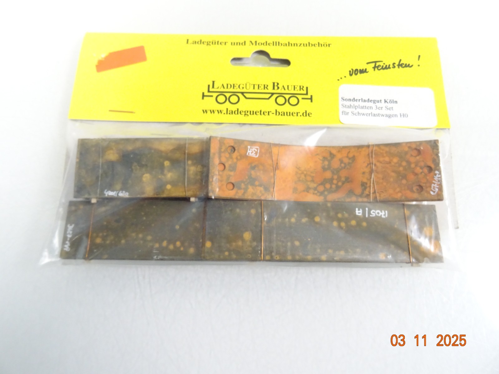 Ladegüter Bauer H0 Stahlplatten 3er Set für Schwerlastwagen in OVP RR4281