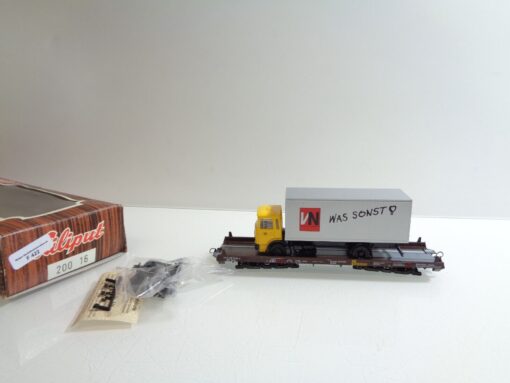 Liliput H0 20016 AC Niederbordwagen mit LKW in OVP F422