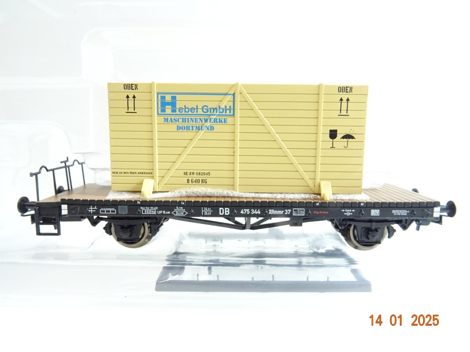 Liliput H0 L221556 Flachwagen beladen mit Holzkiste der DB in OVP PR5270 – Bild 3