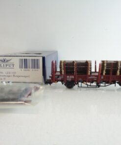 Liliput H0 L231101 Fährbootwagen Rungenwagen mit Ladung der DB in OVP BH808