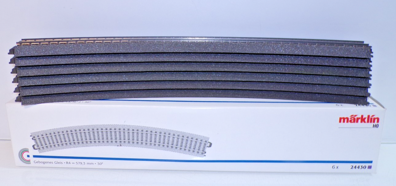 Märklin H0 24430 Gebogenes C-Gleis R4 = 579,3 mm 6Stück in OVP PK2955