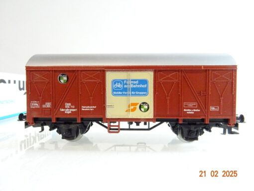 Märklin H0 4412 gedeckter Güterwagen Fahrrad am Bahnhof der ÖBB in OVP PR6175 – Bild 3